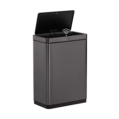 Rubbermaid Elite Stainless Steel Sensor Trash Can for Home and Kitchen Batteries Included 12.4 Gallon Charcoal for Home/Kitchen/Hotel/Lobby/Office