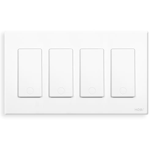 MOES Smart 3 Way/Single Pole Light Switch, 2.4GHz WiFi Smart Wall Switch, Needs Neutral Wire, Smart Life/TUYA APP Control, Timer and Schedule, Voice Control with Alexa/Google Home, White 4 Gang