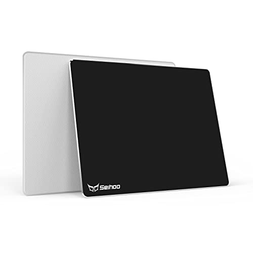 Seihoo Metal Aluminum Mouse Pad Premium Hard Double Side Waterproof Ultra Smooth Office Supplies Blap Mousepad Fast and Accurate Control for Office and Game Laptop (Black, 11.81X9.45in)
