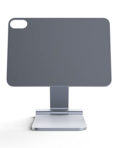 LULULOOK Foldable Magnetic Stand for iPad Mini 7 A17 Pro/Mini 6 8.3 inch (2024/2021), Adjustable Desk Tablet Holder, Aluminum Rotatable Floating Stand for Apple iPad Mini 7/6 Drawing, Viewing- Silver