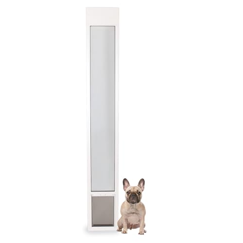 PetSafe Doggy Door for Sliding Glass Doors, Adjustable Height 75 7/8" to 81", No-Cut DIY Install, Aluminum Panel, Ideal for Renters, for Medium Dogs Up to 40 lb., (White, Medium)
