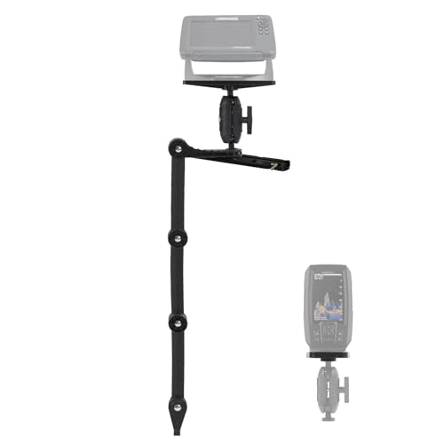 HITORHIKE Kayak Fish Finder Mount with Transducer Arm and Track Mounts with Ball Base 2 Universal Plates Holds up to 9" Electronics Compatible with Garmin Lowrance Humminbird