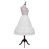 YULUOSHA Women Crinoline Petticoat Hoop Skirt Ball Gown Chiffon Ruffled Layered Lolita Underskirt Half Slips for Wedding Cosplay Sweet Victorian Dress-White