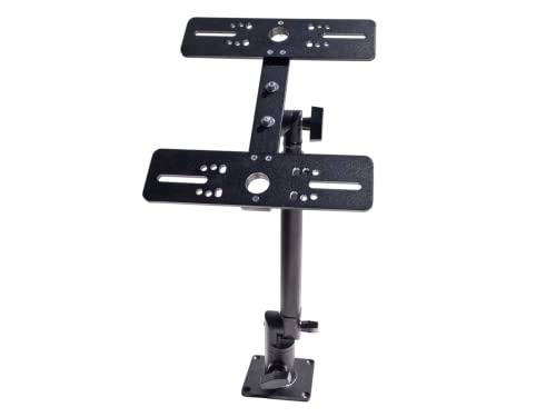 Double Face Marine Electronic Mount, Fish Finder Bracket, Anodized Aluminum 350 Degree Swivel Monitor Mount with Adjustable Height, Easy Install, Mounting Plate Fits Most Monitors