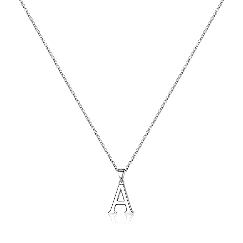 Turandoss S925 Sterling Silver Initial Necklaces for Women, Dainty Hypoallergenic Initial Necklace Tiny Letter Initial Pendant S925 Sterling Silver Necklaces for Women Gifts (A)