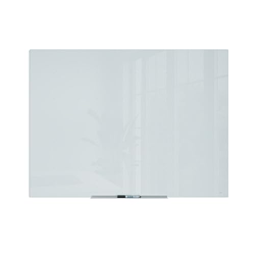 U Brands Glass Dry Erase Board, 47"x35", 4'x3', White Frosted Surface with Ghost Grid, Frameless, Includes Marker