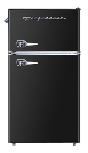 Frigidaire Retro Mini Fridge with Freezer & Side Bottle Opener-Small 2 Door Refrigerator for Office Bar or College Dorm Room-3.2 Cu Ft – 19”"D x 20.5" W x 33.5" H (ONYX)