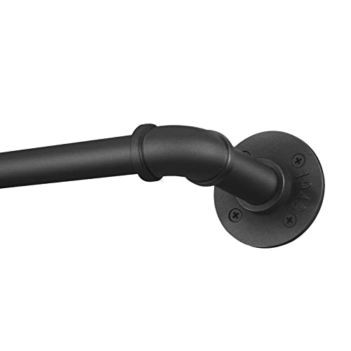 SOMINS 1 Inch Curtain Rods for Windows 72 to 144, Outdoor Industrial Adjustable Blackout Curtain Rod, Indoor Heavy Duty Wrap Around Drapery Pole, Black, 72-144"