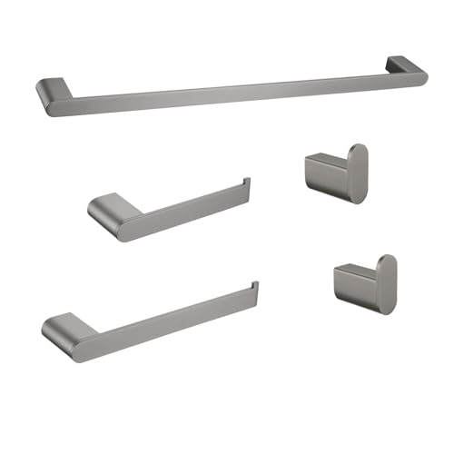 SVRCK 5-Piece Bathroom Hardware Set with Modern Safety Design, Easy Installation, Stainless Steel, Gunmetal
