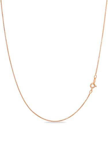 KEZEF 18k Gold Over Sterling Silver 1mm Box Chain Necklace Made in Italy | 925 Sterling Silver Necklace for Women | Rose Gold Chain for Women Men