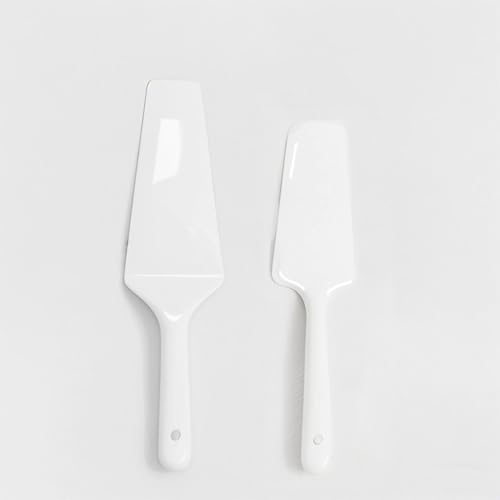 PTORIZNY Pack of 2 Wedding Ceramic Pie Cake Server White Porcelain Pie Cake Shovel Cutter Cake Cutting Set for Wedding, Birthday Party, Anniversary Durable Cake Server with Smooth Edge (Big and Small)