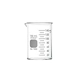 PYREX Griffin Borosilicate Glass Beaker- Low Form Graduated Measuring Beaker with Spout– Premium Scientific Glassware for Laboratories, Classrooms or Home Use- PYREX Chemistry Glassware, 150mL, 12/Pk