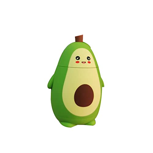 SPYMINNPOO Cute Water Bottle, Cartoon Girl Drinking Cup Avocado Design Double Layer Glass Water Cup Gifts with Carrying Lanyard
