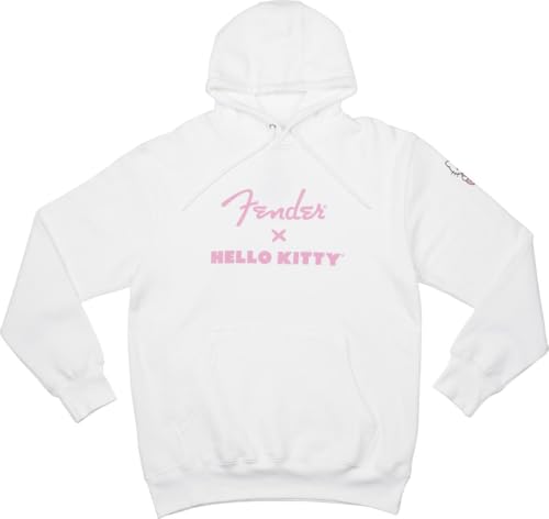 Fender Hello Kitty Sleeve Logo Hoodie, White, L