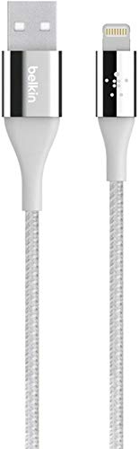 Belkin MIXIT DuraTek Lightning to USB Cable - MFi-Certified iPhone Charging Cable for iPhone 11, 11 Pro, 11 Pro Max, XS, XS Max, XR, X, 8/8 Plus and more (4ft/1.2m), Silver (F8J207bt04-SLV)