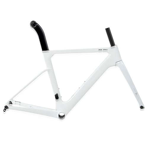 Road Bike Frameset 700C 44cm / 47cm / 50cm / 53cm / 56cm Carbon Fiber Bike Frame Disc Brake Thru Axle Frame 100/142mm Internal Routing for 700 * 28C(White,50cm)