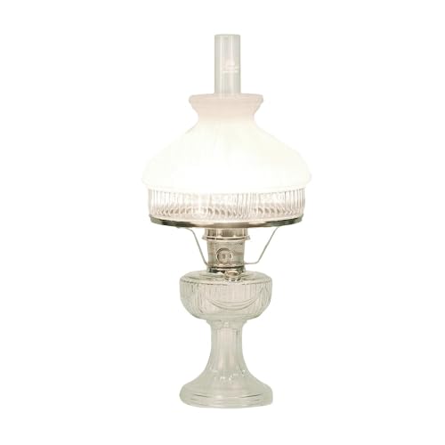 Aladdin Lincoln Drape Oil Lamp, Clear Glass Indoor Fuel Lamp with White Glass Shade, Nickel Trim