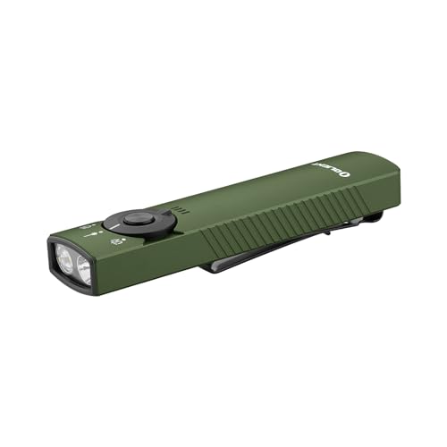 OLIGHT Arkfeld Pro Rechargeable EDC Flat Flashlight with Green Beam, UV and White LED Combo, 1300 Lumens Portable Pocket Lights, Triple Sources for Outdoors Emergency Working (OD-Green CW)