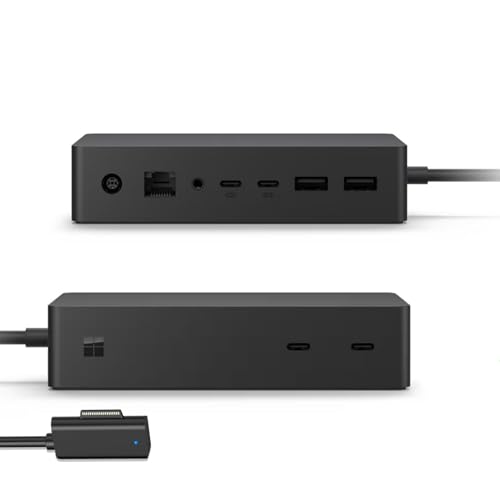Microsoft Surface Dock 2, 9-in-1 Docking Station with Max 199W Power Supply, Dual Displays 4K Display, Ethernet, 4X USB-C, Compatible Surface Pro 8 9 X 10 11 / Go 3 4 / Book 2 3 / Laptop 4 5 6 7