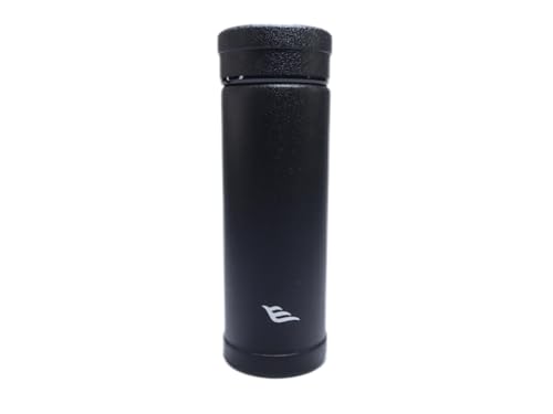 14oz/400ml Vacuum Insulated Glass Bottle,Glass Vacuum Drinking Cup,glass lined thermos, stainless steel body,Glass vacuum liner inside(Black)