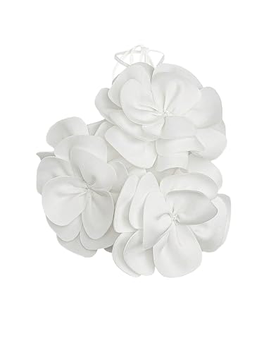 GORGLITTER Women's 3D Flower Halter Camisole Top Floral Sleeveless Going Out Trendy Cami Tops 2025 White Medium