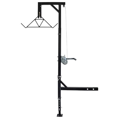 HME Truck Hitch Game Hoist Complete Kit with Winch and Gambrel, 400 lb Capacity - Hunting Game Skinning and Cleaning Accessory with 360-Degree Swivel Shaft and Adjustable Height