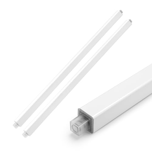 CroBlissful 2 Pcs White Bathroom Towel Bars Replacement Square Rod 24 Inch Plastic Wall Mount Spring End Towel Rod for Kitchen Bathroom, Made to Be Cut to a Desired Length(24 Inch,White)