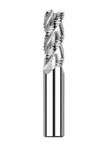 XHCNCT HRC50 3Flutes Tungsten Solide Carbide Roughing End Mills for Cutting Aluminium with no Coating CNC Router Bit Wood Metal milling Cutter Shank dia1/2 inches (1pc, 1/2"*1/2"*5/4"*3")
