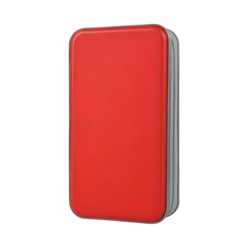 alavisxf xx CD Case, 96 Capacity Hard Plastic CD Holder Protective DVD Disc Storage Case Holder Portable Zipper CD DVD Organizer Storage Wallet for Car Home Travel (96 Capacity, Red)