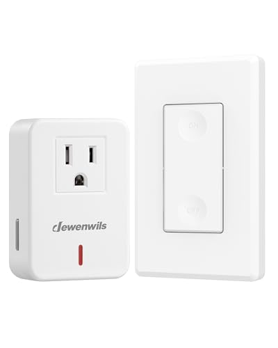 DEWENWILS Remote Control Outlet Wireless Wall Mounted Light Switch, Electrical Plug in On Off Power Switch for Lamp, No Wiring,100 Feet RF Range, ETL Listed,Programmable