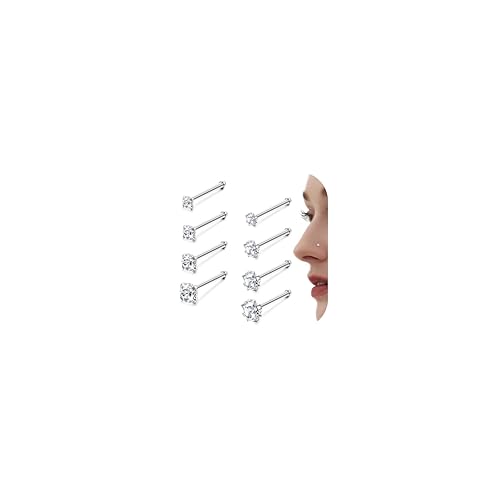 Jstyle 20G 8 Pcs a Set Stainless Steel Nose Rings Studs Piercing Body Jewelry 1.5mm 2mm 2.5mm 3mm S