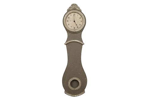 Creative Co-Op Distressed Grey Wood Grandfather Style Wall Clock