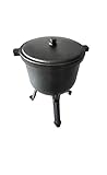 Cast iron pressure cooker-screw down lid-heavy duty material- straight cast iron-cookware-camping/outdoors-10L capacity, Black