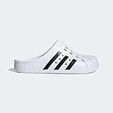 adidas unisex adult Adilette Clog Slide Sandal, White/Black/White, 7 Women Men US