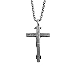 BGCOPPER Sterling Silver Crucifix Pendant Necklace for Men, Jesus Cross Necklace for Women Christmas Gift