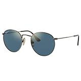 Ray-Ban RB8247 Round Titanium Sunglasses, Demigloss Antique Gold/Blue/Gold Mirrored Polarized, 50 mm
