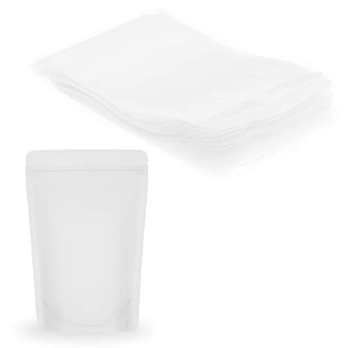 SumDirect 50Pcs 4.3x6.7inches Matte Frosted (Not Clear) Zipper Resealable Stand Up Drink Bags,Snack Food Tea Packing Drinking Pouches - 4.3x6.7inches