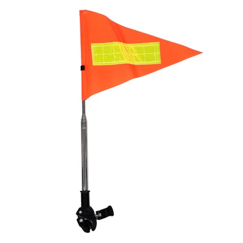 Bike Flag with Pole for Safety, High Visibility Double-sided Reflective Bicycle Flag, Tear-Resistant Waterproof Orange Triangle Golf Cart Wheelchair Flag (Telescopic 20-120cm)