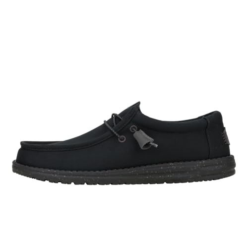 HEYDUDE Wally Canvas Mono Black/Clay Size 10, Men’s Shoes, Slip-on Loafers, Comfortable & Light-Weight