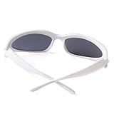 ADE WU Wrap Around Fashion Sunglasses for Women Men Trendy Y2k Swift Oval Sun Glasses Goggles Futuristic Shades (White/Grey)