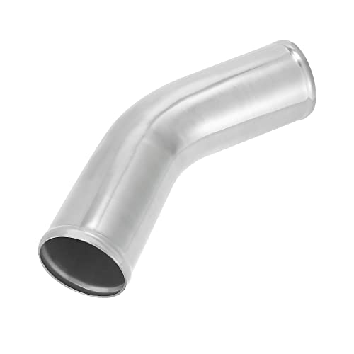 X AUTOHAUX OD 3" 76mm Length 12" 300mm Aluminum Alloy Tube Intercooler Pipe 45 Degree Air Intake Tube Silver Tone for Car