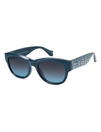 SOJOS Ocean Collection Classic Polarized Square Sunglasses for Women Men Recycled Plastic Frame Eco-Friendly UV400, Bloom, Blue/Blue