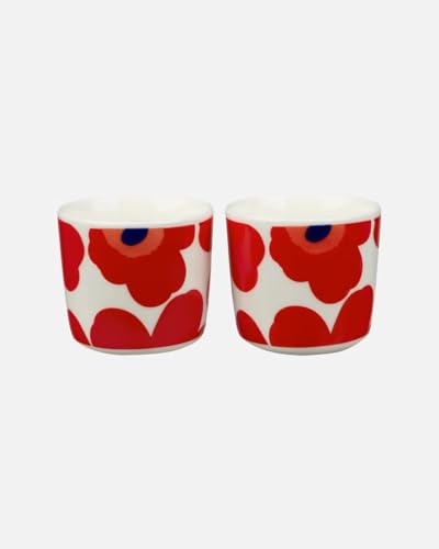 MARIMEKKO Oiva Unikko Coffee Cup Set of 2 – Refine Your Kitchen Décor with Our Iconic Stoneware – Stylish Porcelain Coffee Cups for Morning Brews and Cozy Evenings (7oz)
