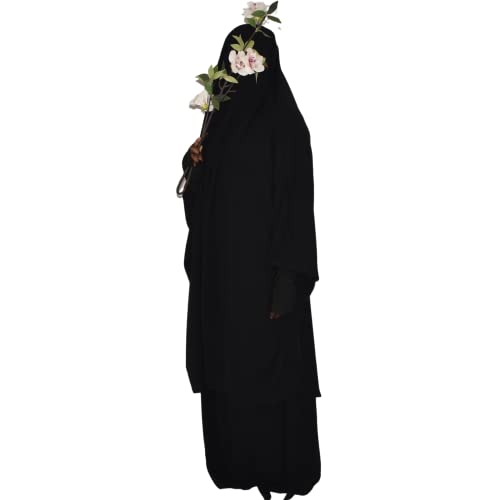 Assabiroun Two Pieces Jilbab Modest Dress for Muslim Women Long Khimar and Skirt Prayer Jilbab Abaya Long Dress with Niqab