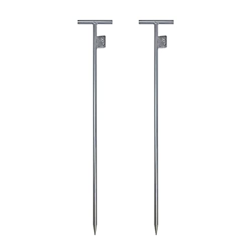 TEN-HIGH Earth Rod Diameter 14mm Length 600mm Ground Rod T-Shaped Type Grounding Rod for Electric Fences,Antennas,Satellite Dishes,2pcs, Electric(Cold) Galvanizing