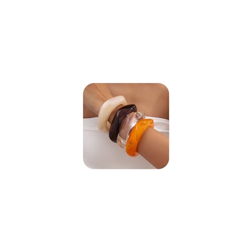 Acrylic Chunky Bangle Bracelets for Women, Irregular Punk Acrylic Resin Bangles Geometric Cuff Wide Wristband Bracelet Fashions Thick Acetate Statement Bangle Jewelry Set