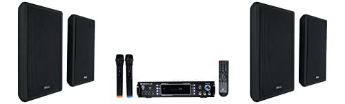 Rockville Bundle: (1) Rockville RPA70WBT V2 USB Bluetooth Karaoke Amp with (4) RockSlim Black Home Theater Easy Wall Mount Slim Speakers (5 Items)