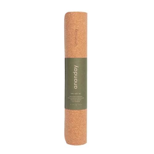 Ananday Premium Cork Yoga Mat - Sustainable, Non-Toxic & PVC-Free, Non-Slip, Perfect for Hot Yoga, Pilates & Exercise - Cushioned for Superior Comfort & Support