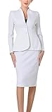 Marycrafts Women's Formal Office Business Work Jacket Skirt Suit Set 10 White