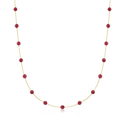 Ross-Simons 14.00 ct. t.w. Ruby Bead Station Necklace in 10kt Yellow Gold. 18 inches
